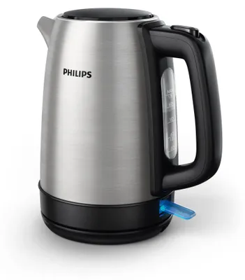 Produktbild von Philips Wasserkocher Daily Collection, 1.7 L, Leuchtanzeige, Klappdeckel + Kontrollanzeige, Metall (HD9350/90)