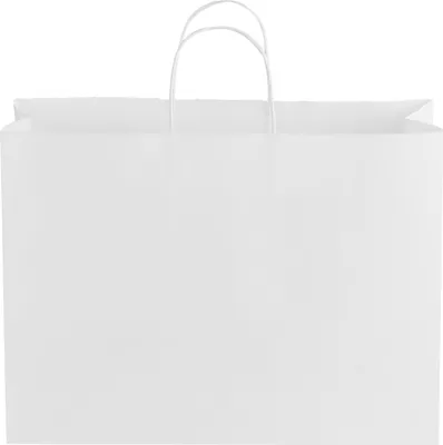 Produktbild von SucceBuy Papiertragetaschen mit Griffen, 100er Pack, 406x152x308 mm, Weiß