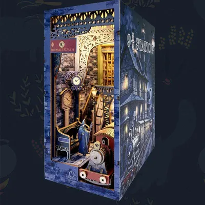Image de Maison miniature Book Nook - Poudlard Express - Puzzle 3D - 195 pièces - Maison miniature en bois - avec LED