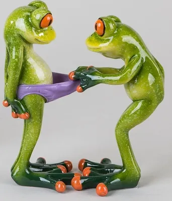 Produktbild von Dekofigur lustiges Froschpaar, hellgrün, 14 cm