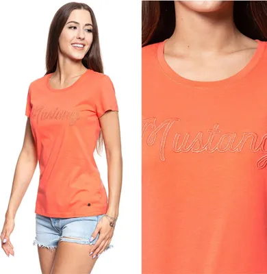 Produktbild von MUSTANG Damen, T-Shirt ALEXIA C EMBRO, S, Orange, sport, tshirt, shirt