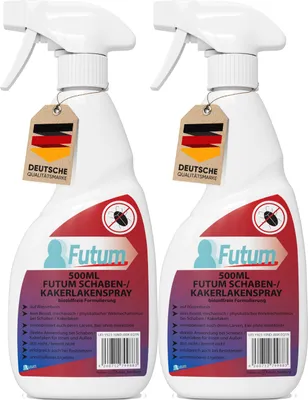 Produktbild von FUTUM 2x500ml Schaben Spray | Biozidfreies Kakerlaken Mittel | auf Wasserbasis gegen Kakerlaken, Schaben, Larven & Eier