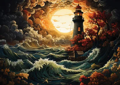 Zdjęcie produktu dla Puzzle artystyczne „Latarnia morska w burzy” – 1500 elementów