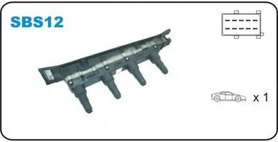Produktbild von JANMOR SBS12 Zündspule für SAAB 9-5 Kombi (YS3E) 9-5 (YS3E) 9-3 Cabriolet (YS3D) 9-3 (YS3D)