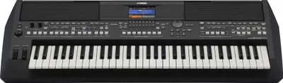 A top-down view of a black Yamaha PSR-SX 600 keyboard.