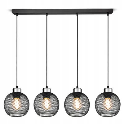Obrázek produktu pro LUXOLAR - Závěsné svítidlo se sítí 4 plameny, závěsná lampa loft černá kovová E27 60 W - stropní svítidlo do obývacího pokoje, kuchyně - loft design
