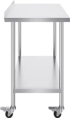 Zdjęcie produktu dla Stół roboczy ze stali nierdzewnej SucceBuy 24 x 48 x 40 cali, komercyjny stół roboczy na kółkach, regulowana wysokość, solidny stół do przygotowywania posiłków w restauracji, domu, hotelu