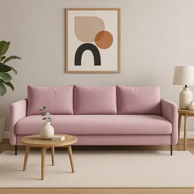 Zdjęcie produktu dla Sofa rozkładana Belissima z funkcją spania oraz pojemnikiem na pościel, zamszowa, różowa