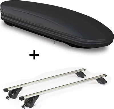 Image de Coffre de toit VDPMAA460 460 l, noir mat, verrouillable + barres de toit/barres de galerie VDP KING1 compatibles avec la Mitsubishi ASX (5 portes) à partir de 10