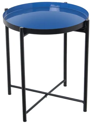 Zdjęcie produktu dla Metalowy stolik pomocniczy, niebieski i czarny, wymiary: 50 x 50 x 52 cm