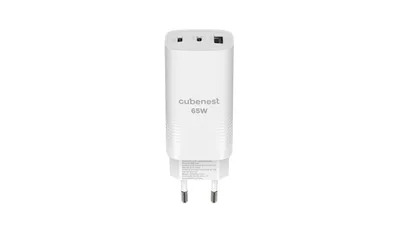 Obrázek produktu pro CubeNest PD GaN Adaptér 65W S3D0 - USB nabíječka s 2x USB C a USB A - bílý