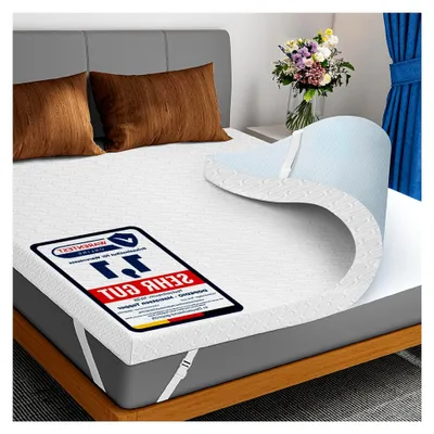 Produktbild von 7,5 cm Gel-Memory-Schaum Matratzen-Topper Weiche Matratzenauflage mit ® 100 , Waschbarer Bezug für Boxspringbett und Schlafsofa (160x200 cm, Weiß)