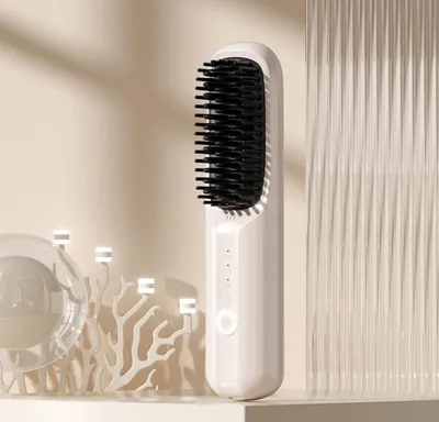 Produktbild von Kabellose Glättbürste, Negative Ionen Haarglätter Kamm, Mini Haarglätterbürste, 3 Einstellbaren Temperaturen, Tragbare Glättungsbürste für unterwegs