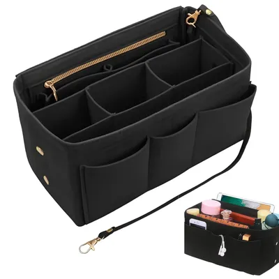 Image de Organisateur de sac à main avec compartiments intérieurs, couleur noire