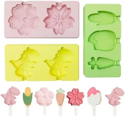 Produktbild von 3 Stück Eisformen Eis Am Stiel, Cakesicles Form Kinder mit Stiel, Eisformen Silikon Wiederverwendbar, Eis Am Stiel Formen mit Deckel für Hausgemachte