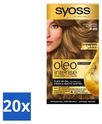 Produktbild von 20 x SYOSS Oleo Intense 8-60 Honigblond - Dauerhafte Haarfarbe ohne Ammoniak - Vorteilspackung - 20 Stücke