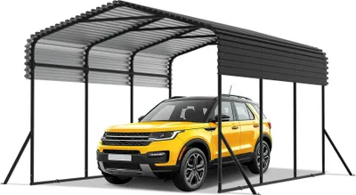 Image de YARDIN Outdoor-Auto-tent-Garage | 10 x 15FT | Métal-Carport Noir |Robuste Extérieur-Garage-Auto-Abri| Ombre avec toit métallique galvanisé pour voitures et bateaux tente de bivouac