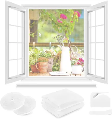 Obrázok produktu pre Sieťka proti hmyzu na okná, 150 x 150 cm, 2 ks, so suchým zipsom, na okná