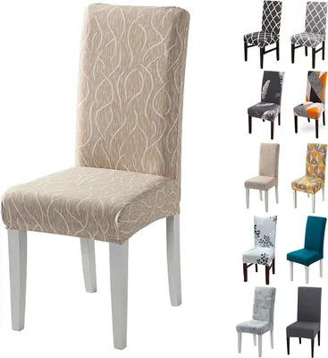 Obrázok produktu pre Poťahy na stoličky sada 6 kusov, elastické prateľné poťahy na stoličky, pre jedáleň, polyester a Elastan