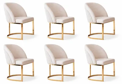 Productafbeelding van Beige eethoekstoelen, set van 6. Eetkamer- en keukenstoelen
