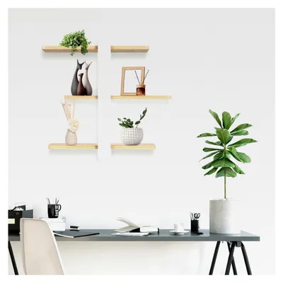 Produktbild von Schweberegal mit 3 Ebenen, industrielles Holzregal, Wanddekoration, Hängeorganizer für Haus, Küche, Wohnzimmer, Büro, Schlafzimmer, 58 x 50 x 16 cm, Weiß (1 Stück)