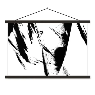 Produktbild von MuchoWow® Textilposter Farbe - Schwarz - Abstrakt 60x40 cm mit schwarzem Rahmen - Hölzernes