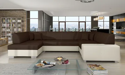 Produktbild von NABBI Ecksofa U mit Zerlegung ein Lagerraum Halvega P - dunkelbraun / beige