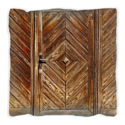 Produktbild von Wallario Premium Kissen, weiche Oberfläche, mit Motiv Alte Holztür mit diagonalem Muster, Größe: 60 x 60 cm, mit weißer Rückseite