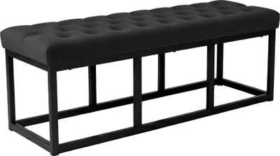 Produktbild von CLP Sitzbank Polson, Modern, Gestell schwarz, Samt, Gesteppt, Bodenschoner, Design schwarz Größe 120 cm