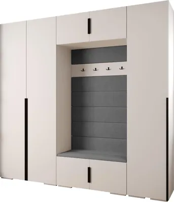 Produktbild von MEBLE KRYSPOL Inova 1 Möbelset Garderobe, 236,7x250x47cm - Weiß, Manila 16, Schwarz
