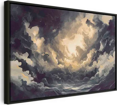 Produktbild von Italienischer Leinwand Leinwandbild - Epic Light Play: The Sun Battling for Dominance Over the Clouds 120x80 cm Muster b-H-10054-b-a