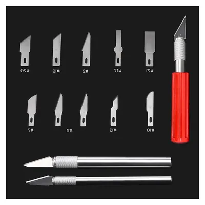 Produktbild von Bastelmesser Skalpell Set 16-teilig, Präzisionsmesser mit Ersatzklingen, Handwerkliches Hobbymesser Cutter - Bastel Zubehör