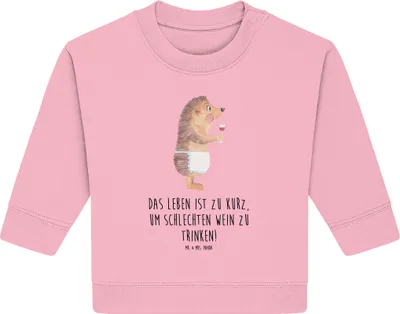 Produktbild von Mr. & Mrs. Panda Organic Baby Pullover Igel Wein 24. - 36. Monat - Baumwolle Pink - Geschenk, Lustige Sprüche, Bullover, Rotwein, Weinliebhaber, Weißwein, Weinglas