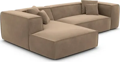 Produktbild von Samtstoff L-Form Sofa Arelia Braun Links