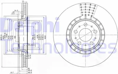 Produktbild von 2x DELPHI Bremsscheibe BG9783C für VOLVO XC90 I (275) S80 II (124) 51 5mm 336mm