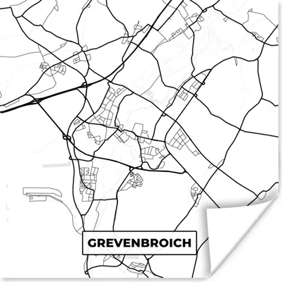 Produktbild von MuchoWow® Poster Grevenbroich - Karte - Stadtplan 75x75 cm - Wand Dekoration