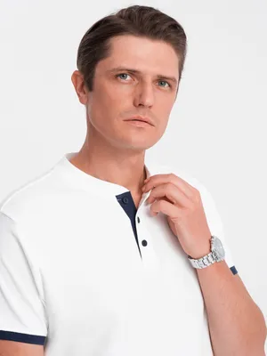 Produktbild von Ombre Clothing Herren-T-Shirt mit Kragen Phukzon weiß XL