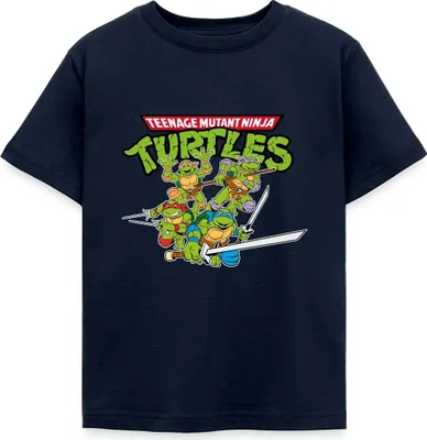 Produktbild von Spreadshirt Teenage Mutant Ninja Turtles Logo Kinder T-Shirt, 122/128 (7-8 Jahre), Navy