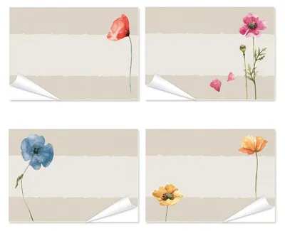 Produktbild von 100 Geschenketiketten zum Beschriften 4 x 25 grau bunt floral für Namen 7,4 x 5,2 cm