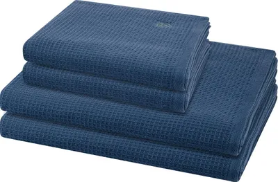 Produktbild von Ross Pique 2 X Handtuch 2 X Duschtuch im Set Piqué Frottier aus Baumwolle 520 g/m², Saugstark weich pflegeleicht trocknergeeignet, Gewebte Bordüre mit gesticktem Emblem