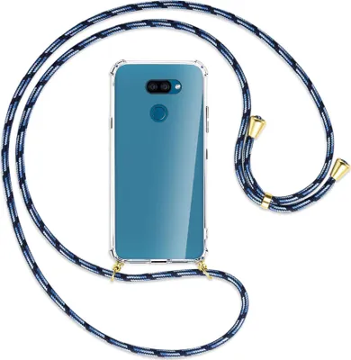 Produktbild von Handykette Backcover-Schutzhülle mit Band (Metall goldfarben) für LG K40S LMX430 - Blautöne
