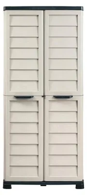 Image de Armoire Haute De Rangement Extérieure/Intérieure - 76 x 46 x H 168 cm - Sable et Gris anthracite