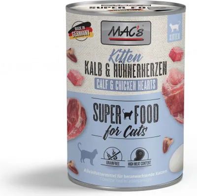 Image de MAC's Cat Kitten Veau & Coeurs de poulet 400gx6