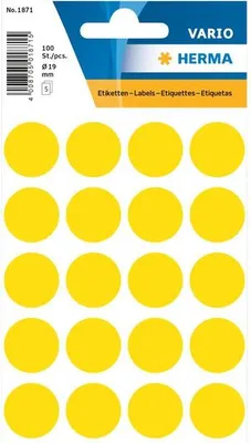 Zdjęcie produktu dla Etykiety wielofunkcyjne 19 mm, żółte, opakowanie = 10 x 100 sztuk