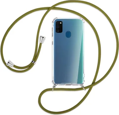 Produktbild von Handykette Backcover-Schutzhülle mit Band (Metall silberfarben) für Samsung Galaxy M30s - khaki