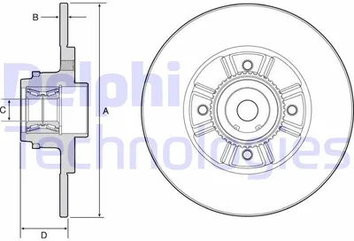 Produktbild von 2x DELPHI Bremsscheibe BG9114RS für RENAULT CLIO II (BB0/1/2_ CB0/1/2_) 74 6mm