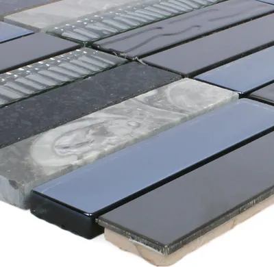 Produktbild von Naturstein Glas Aluminium Mosaikfliesen Akrites Schwarz