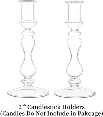 Produktbild von Famanu Kerzenhalter aus klarem Glas - 2 Stück für Ø 2,2 cm Taperkerzen
