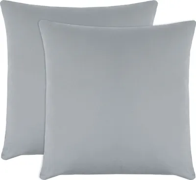 Two gray pillowcases are shown side-by-side against a white background.
