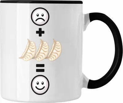 Produktbild von Trendation - Dumplings Tasse Geschenk für Dumpling-Liebhaber Lustige Geschenkidee :( + Dumplings = :) Geburtstag (Schwarz)